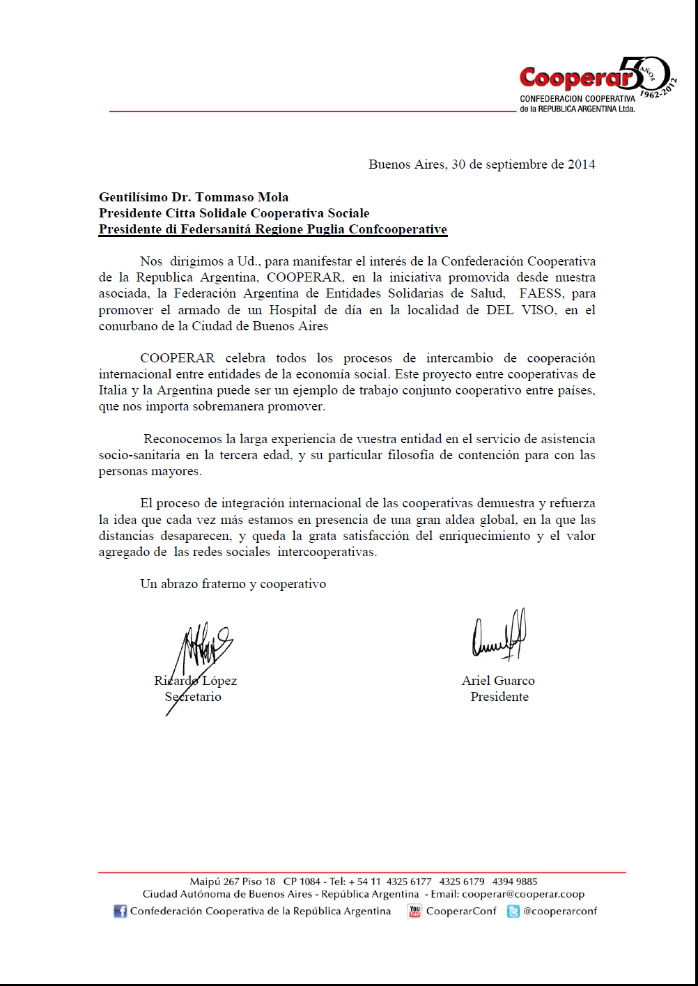 nota presidente cooperar